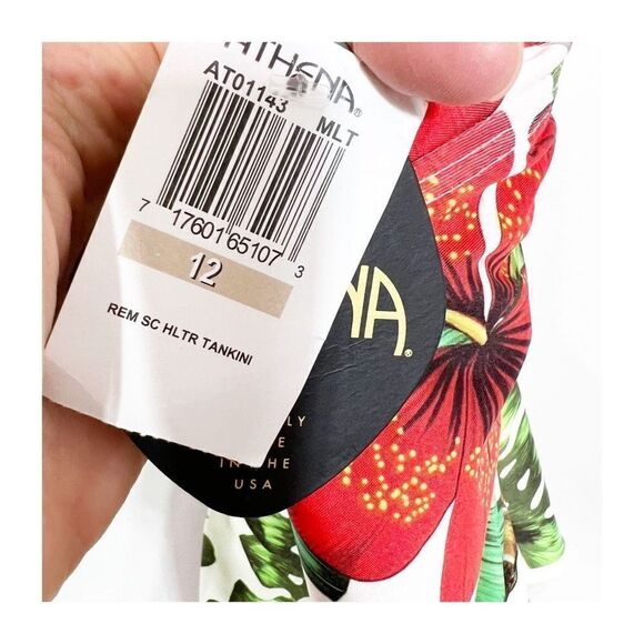 Athena Vibrant Floral Print Halter Tankini Swimwear Swimsuit Size 12 - Picture 5 of 8